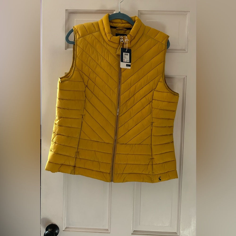 Joules Brindley Antique Gold Mustard Yellow Gilet Vest Jacket NWT UK 18 US 14